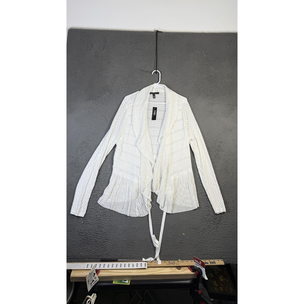 White House Black Market White Striped Cardigan